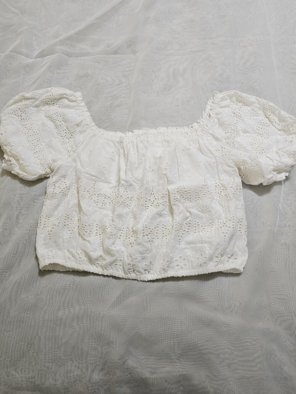 Lucky Brand White Eyelet Off-Shoulder Crop Top
